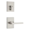 Kwikset Single Cylinder Interior Halifax Lever Trim with Rectangular Rose Satin Nickel Finish 971HFLRCT-15